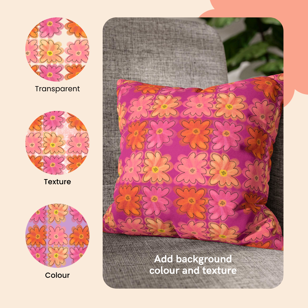 2-Background Change Painted Groovy Flowers Pattern | Transparent Background - Image 2
