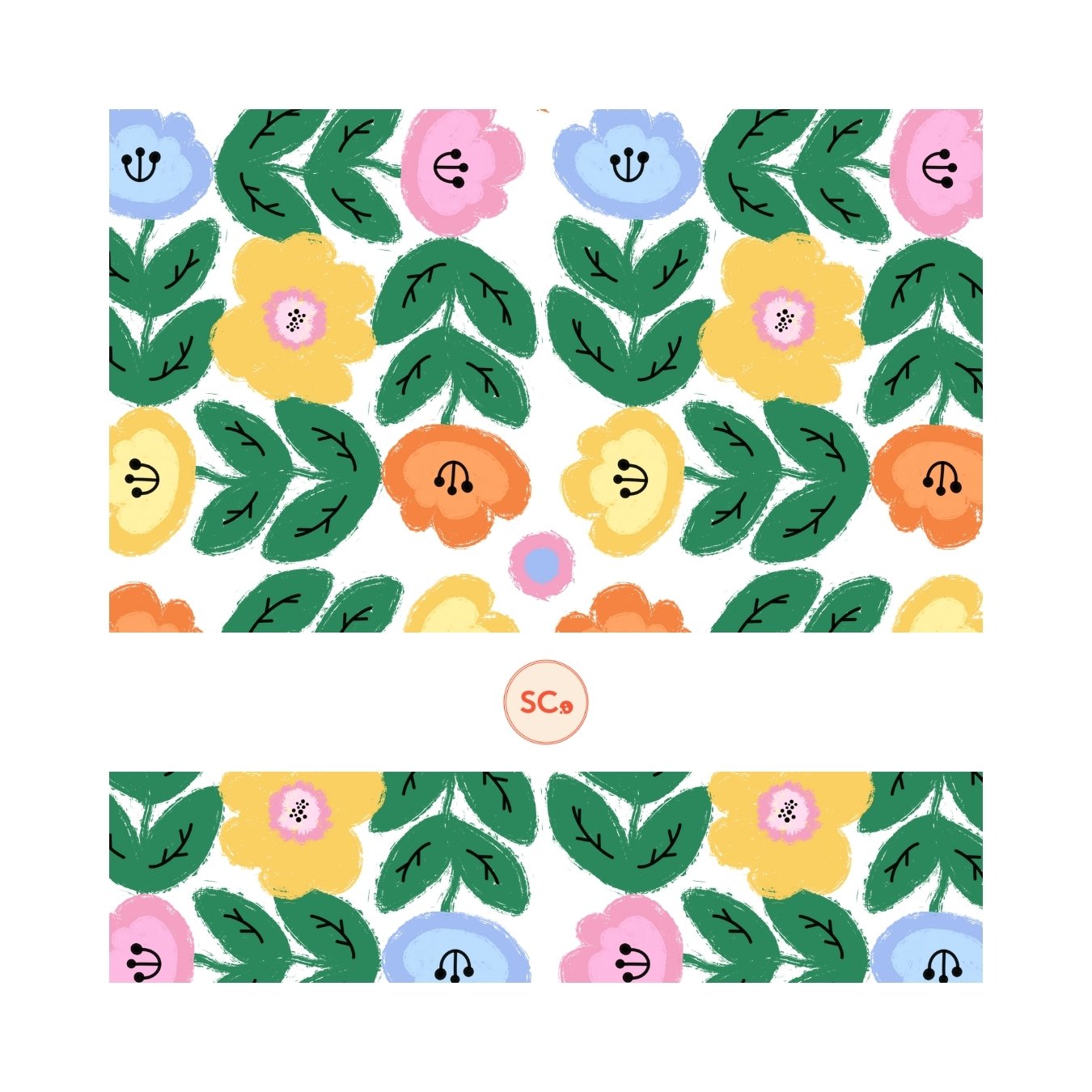 Main image Happy Flower Square Pattern | Transparent Background